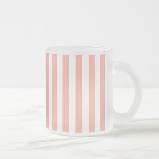 Tasse Givré Bandes de bonbons corail et blanc (Droit)