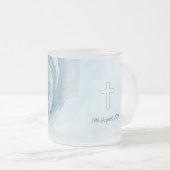 Tasse Givré Baptême rose bleu étincelant (Devant droit)