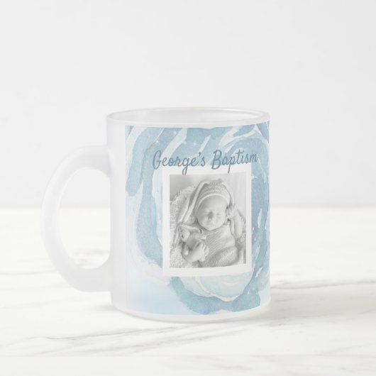 Tasse Givré Baptême rose bleu étincelant (Gauche)