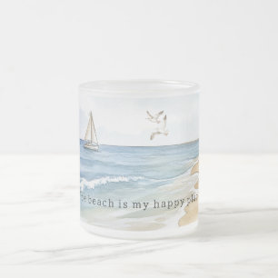 Tasse Givré Bateau Océan Mer Oiseaux Sable Plage