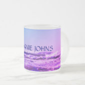 Tasse Givré Beach Ocean Wave Nom Monogramme Water Pink Ombre (Devant droit)