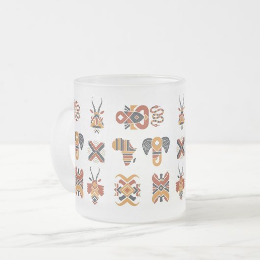 Tasse Givré Boho Geometric Pattern Mug, Earthy Tones Cup (Devant gauche)