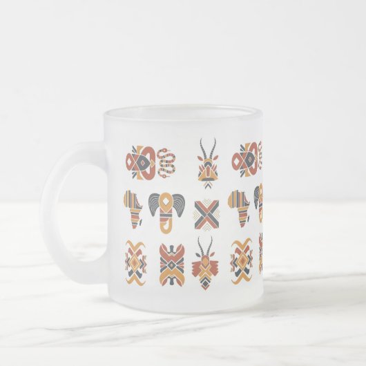 Tasse Givré Boho Geometric Pattern Mug, Earthy Tones Cup (Gauche)