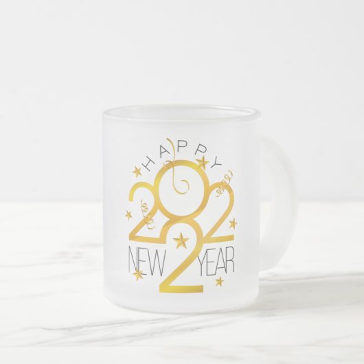 Tasse Givré Bonne année 2022 Design avec Gold Star (Devant droit)