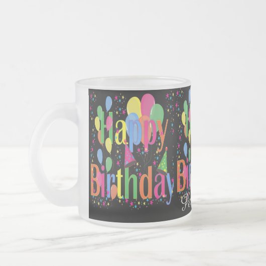 Tasse Givré Bonne fête d'anniversaire | Nom do-it-yourself (Gauche)