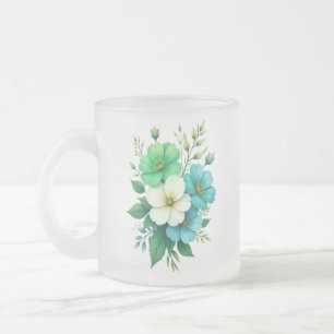 Tasse Givré Bouquet de fleurs blanches bleues-57453