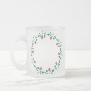 Tasse Givré Cadre rond fleuri avec fleurs roses