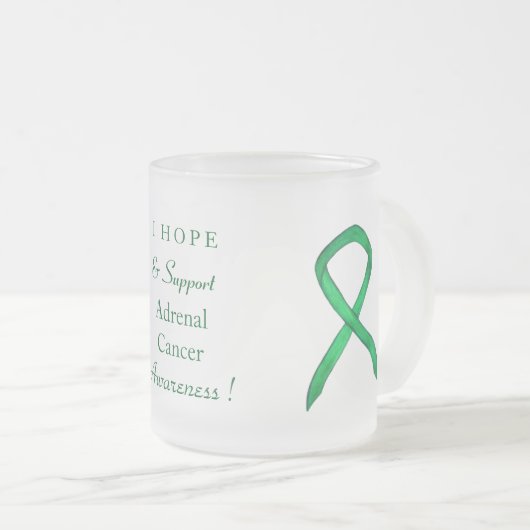 Tasse Givré Cancer surrénal Écran de sensibilisation verte Rub (Devant droit)
