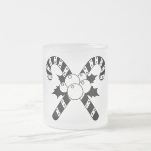 Tasse Givré Canneberges et gui Joyeux Noël noir