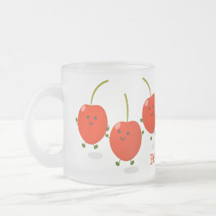Tasse Givré Caricature de cerises rouges à sauter mûr