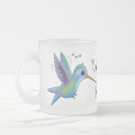 Tasse Givré Caricature de colibri d'abeille mignonne (Gauche)