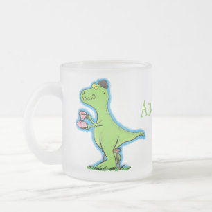 Tasse Givré Caricature de dinosaure vert t rex