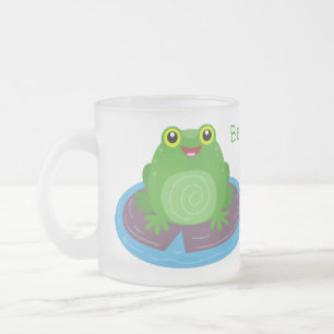Tasse Givré Caricature de grenouille verte mignonne