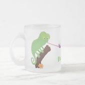 Tasse Givré Caricature de lézard de caméléon vert joyeux (Gauche)