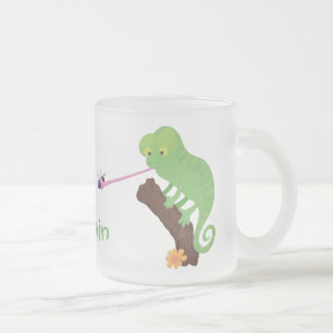 Tasse Givré Caricature de lézard de caméléon vert joyeux