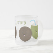 Tasse Givré Caricature de noix de coco kawaii joyeux (Devant droit)