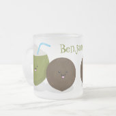 Tasse Givré Caricature de noix de coco kawaii joyeux (Devant gauche)