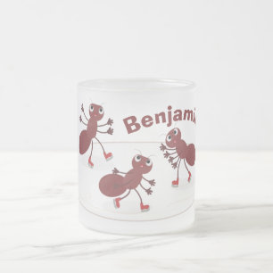 Tasse Givré Caricature de patinage sur glace de Happy red four