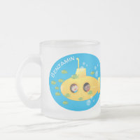 Caricature de poisson sous-marin jaune mignon