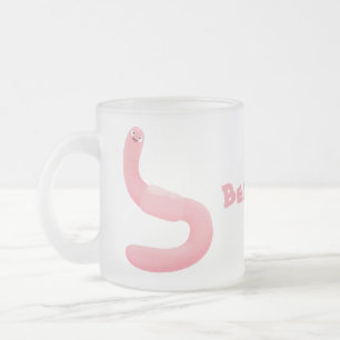 Tasse Givré Caricature de vers de terre rose joli