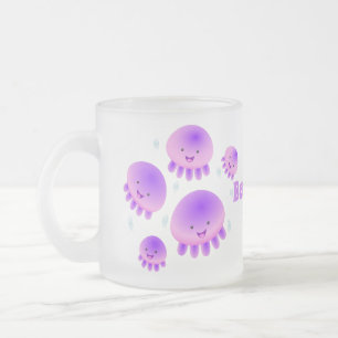 Tasse Givré Caricature kawaii de méduse violette rose mou