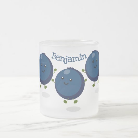 Tasse Givré Caricature mignonne de bleuets violets (Centre)