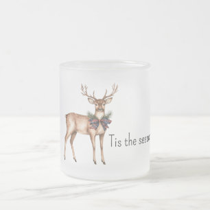 Tasse Givré Cerf Noël Nœud Papillon Rouge Bleu