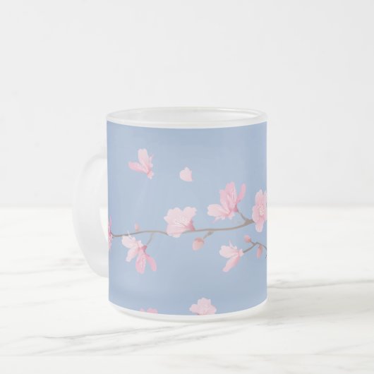 Tasse Givré Cerisiers en fleurs - Bleu de sérénité (Devant gauche)