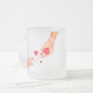 Tasse Givré "Chaîne romantique rouge des mains et des coeurs d