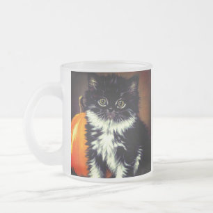 Tasse Givré Chat d'Halloween noir et blanc vintage