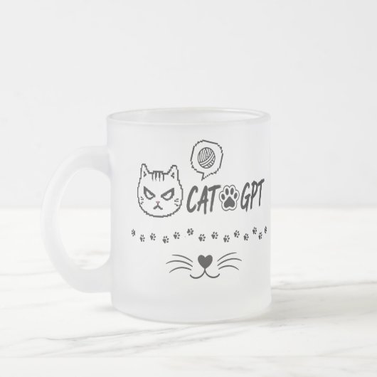 Tasse Givré Chat GPT IA drôle Pixel Cat / Citation Tech de Cha (Gauche)