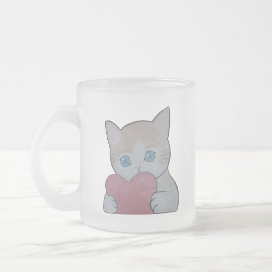 Tasse Givré chaton mignon avec coeur (Gauche)