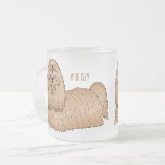 Tasse Givré Chih tzu long cheveux dessin de chien (Devant gauche)