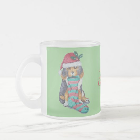 Tasse Givré chiot noir et brun mignon vêtu pour noël (Gauche)
