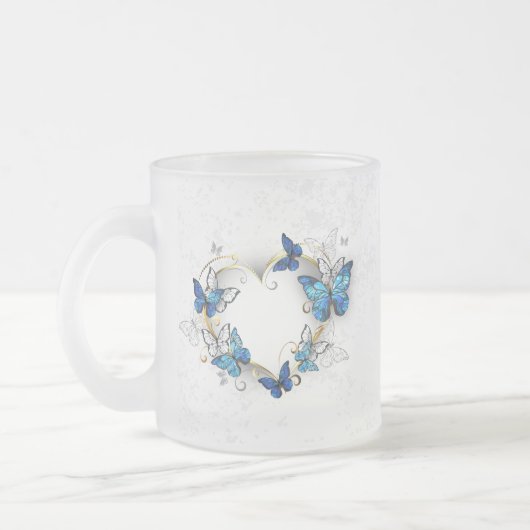Tasse Givré Coeur bijoux avec papillons Morpho (Gauche)