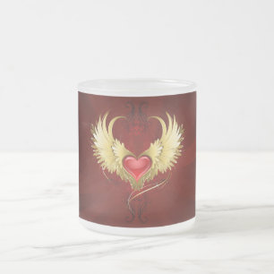 Tasse Givré Coeur rouge avec ailes d'or
