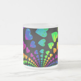 Tasse Givré Coeurs arc-en-ciel rétro