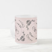 Tasse Givré Coeurs noirs simples, Floral, Infinité sur rose | (Devant gauche)