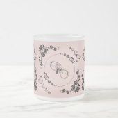 Tasse Givré Coeurs noirs simples, Floral, Infinité sur rose | (Centre)