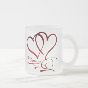 Tasse Givré Cœurs pour toujours rouges sur fond blanc