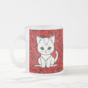 Tasse Givré Conception de dessin en ligne de chat stylisé-5231
