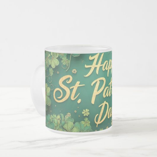 Tasse Givré Conception de trèfle pour la Saint-Patrick joyeuse (Devant gauche)