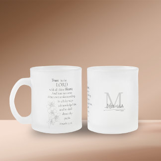 Tasse Givré Confiance dans le Seigneur Bible Verse Floral Pers