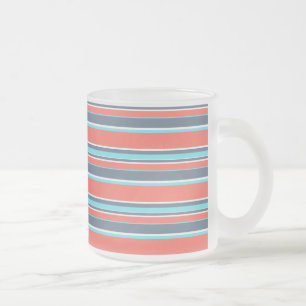 Tasse Givré Corail vivant, bandes bleues et grises