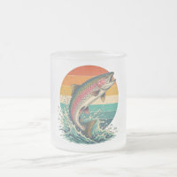 Coucher de soleil rétro truite arc-en-ciel
