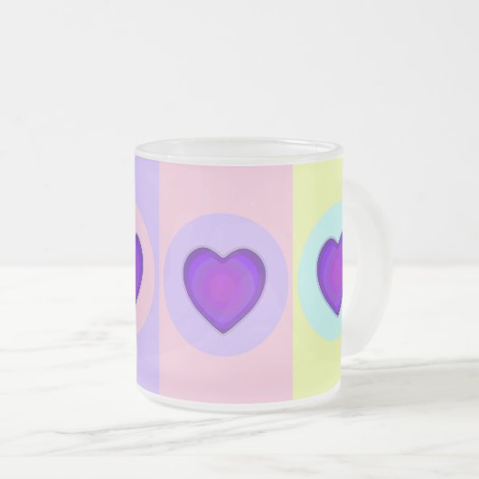 Tasse Givré Couleurs pastel & coeurs violets battre (Devant droit)