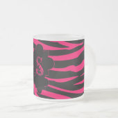Tasse Givré Coupe de café en verre givrée de Zèbre noir rose c (Devant droit)