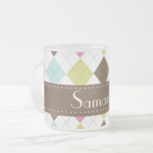 Tasse Givré Coupe Jacquard Diamond Stitch Frosted Glass Coffee (Devant gauche)