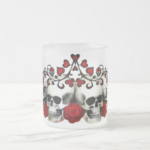 Tasse Givré Crânes, coeurs et roses