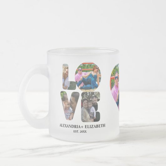 Tasse Givré Custom modern love 4 photo collage pour couples (Gauche)